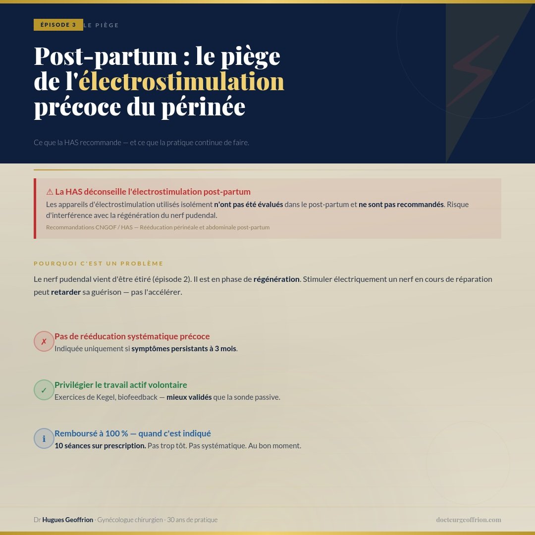 Épisode 3 — Le piège de la rééducation précoce