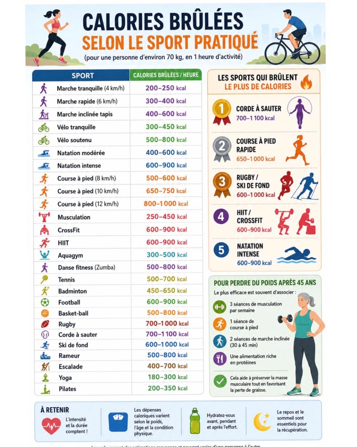 Calories brûlées selon le sport pratiqué